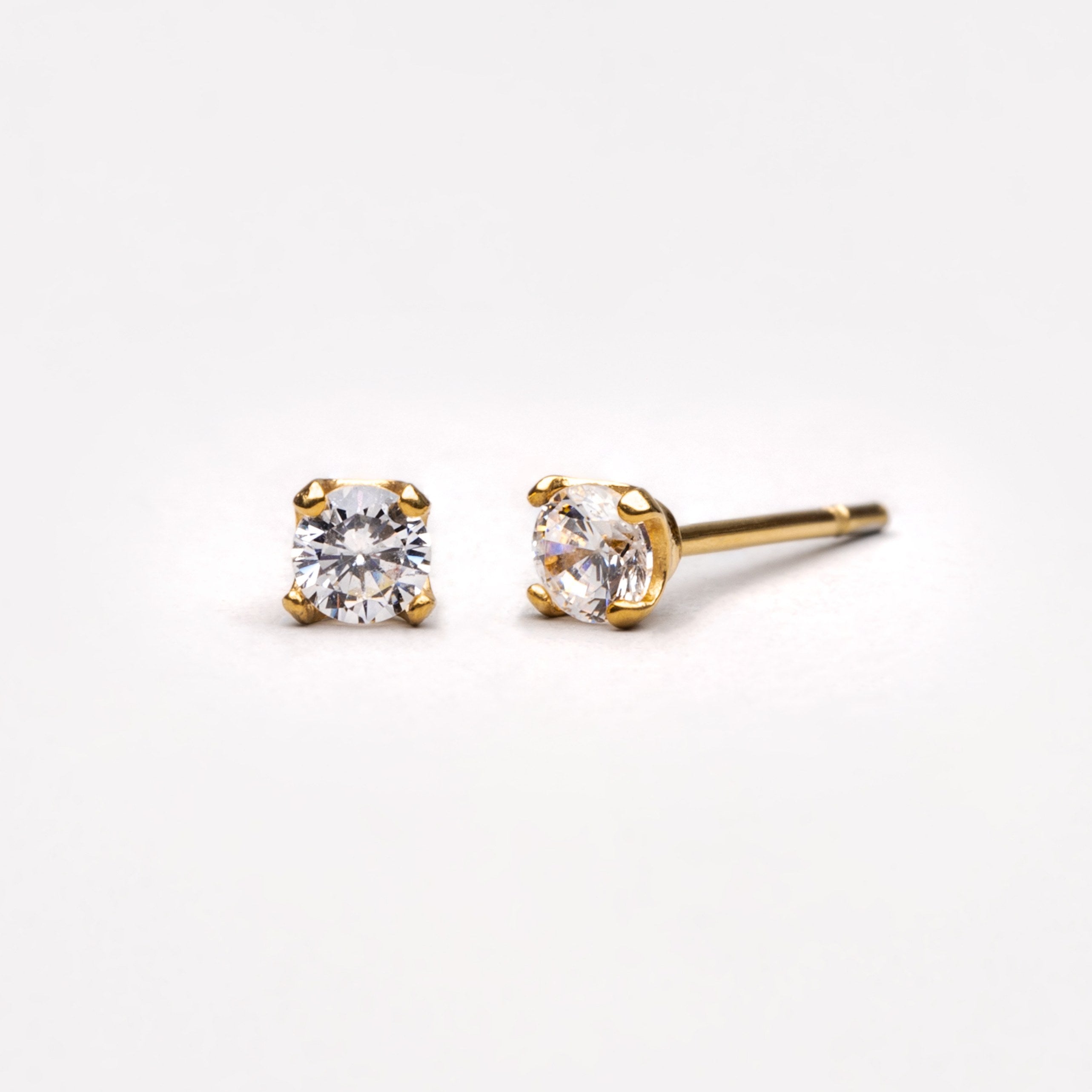 18K Gold Plated Zircon Diamond Stud Earrings