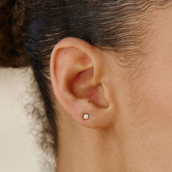 18K Gold Plated Zircon Diamond Stud Earrings