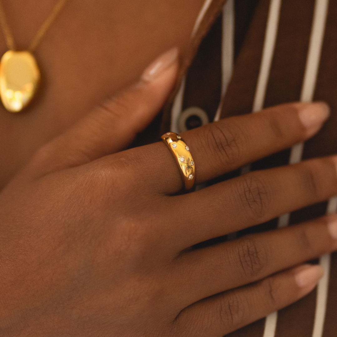 18K Gold Plated Milky Way Crystal Band Ring