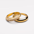 18K Gold Plated Day and Night Stacking Ring Set of 2