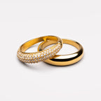 18K Gold Plated Day and Night Stacking Ring Set of 2