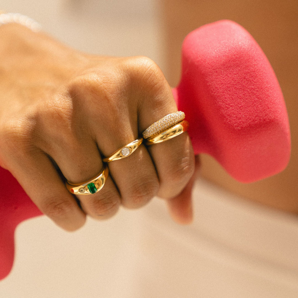 18K Gold Plated Verdra Green Stone Ring