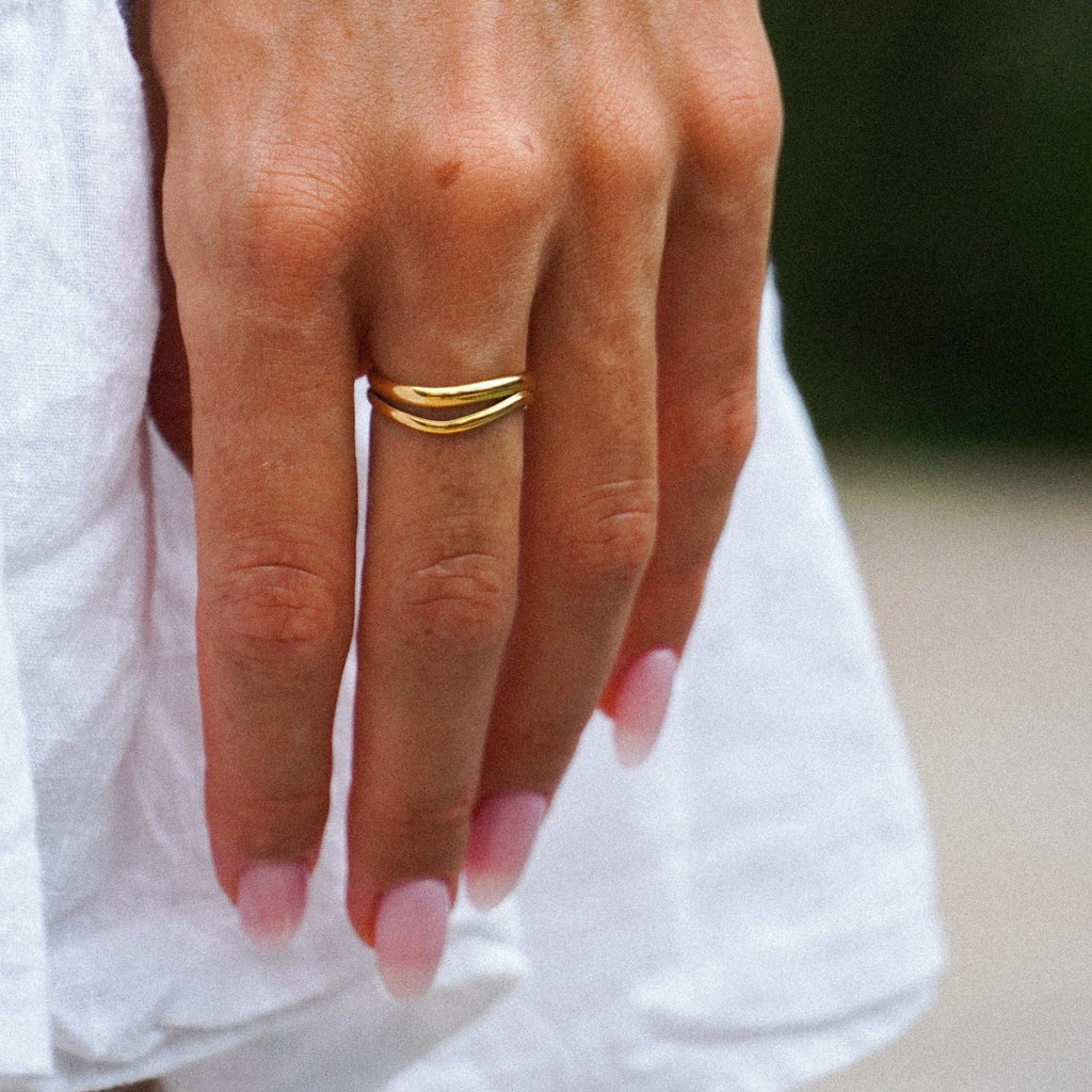 18K Gold Plated Breeze Double Band Ring Dainty