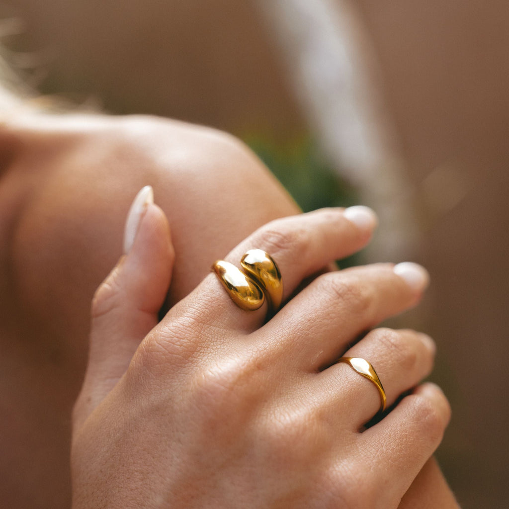 18K Gold Plated Double Twist Stacking Ring