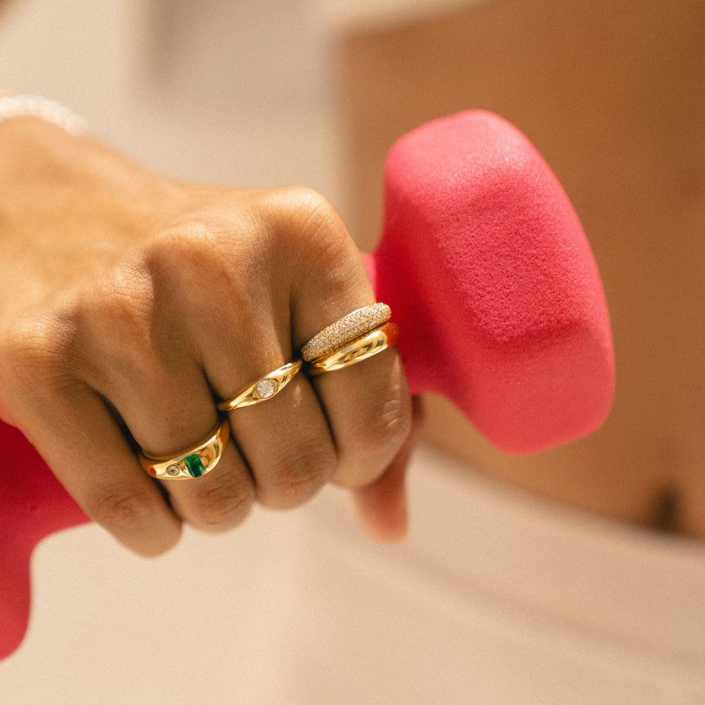 18K Gold Plated Day and Night Stacking Ring Set of 2