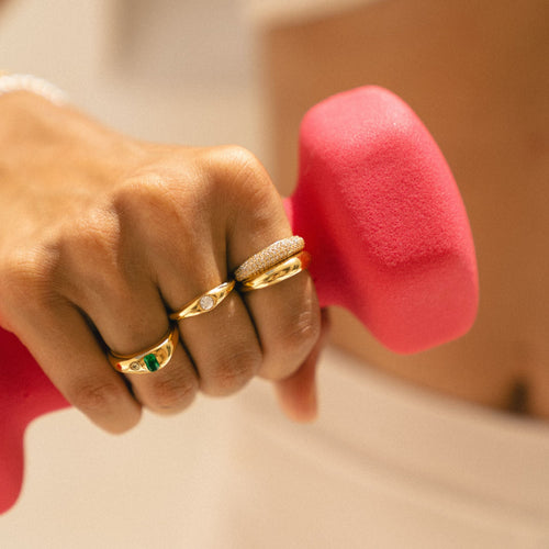 18K Gold Plated Day and Night Stacking Ring Set of 2