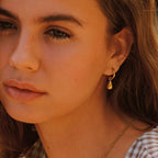 18K Gold Plated Sculptural Drop Hoop Earrings