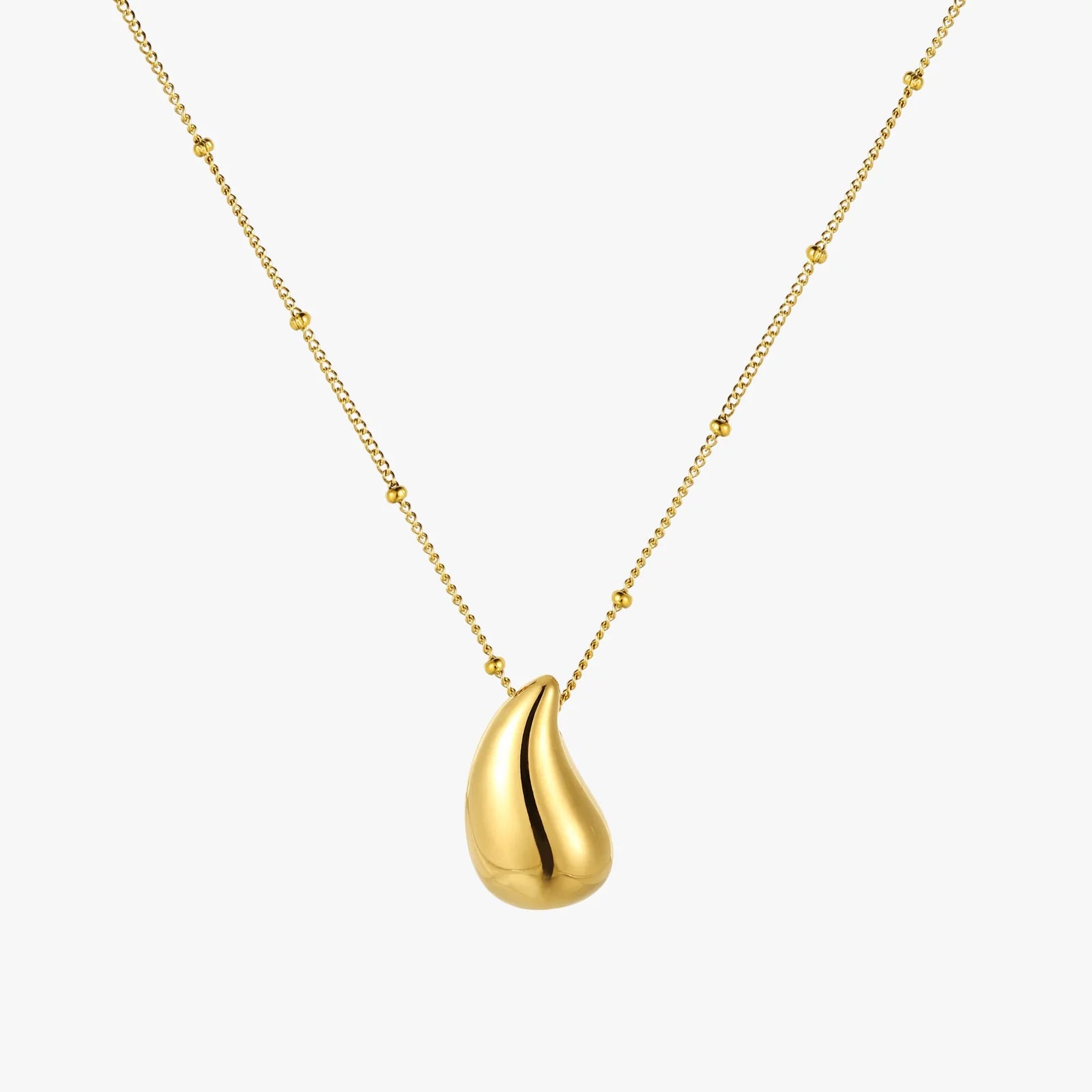 18K Gold Plated Teardrop Pendant Necklace Waterproof Stainless Steel | Lara Verne