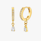 18K Gold Plated Crystal Zircon Drop Huggie Hoops