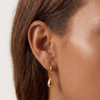 18K Gold Plated Sculptural Drop Hoop Earrings