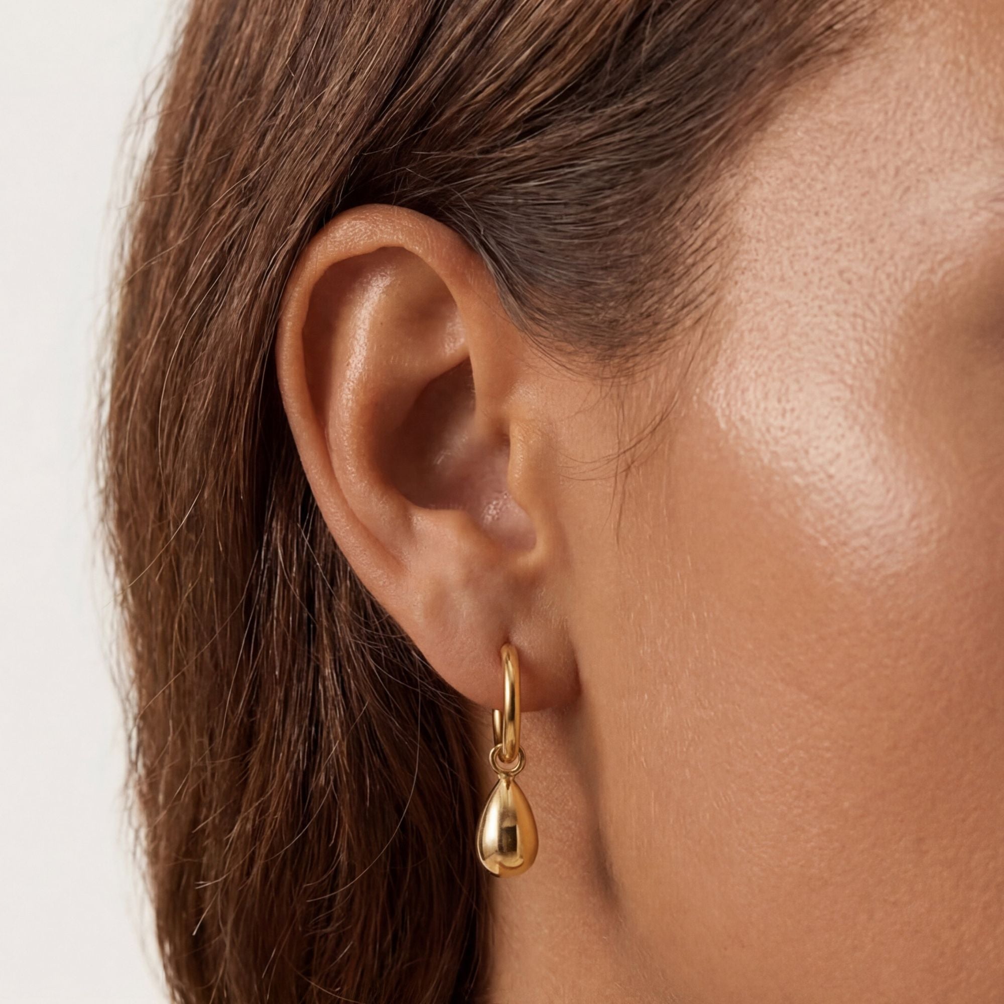 18K Gold Plated Sculptural Drop Hoop Earrings