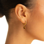 18K Gold Plated Tiger Eye Hoop Earrings