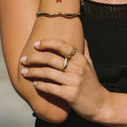18K Gold Plated Sirocco Hammered Band Ring