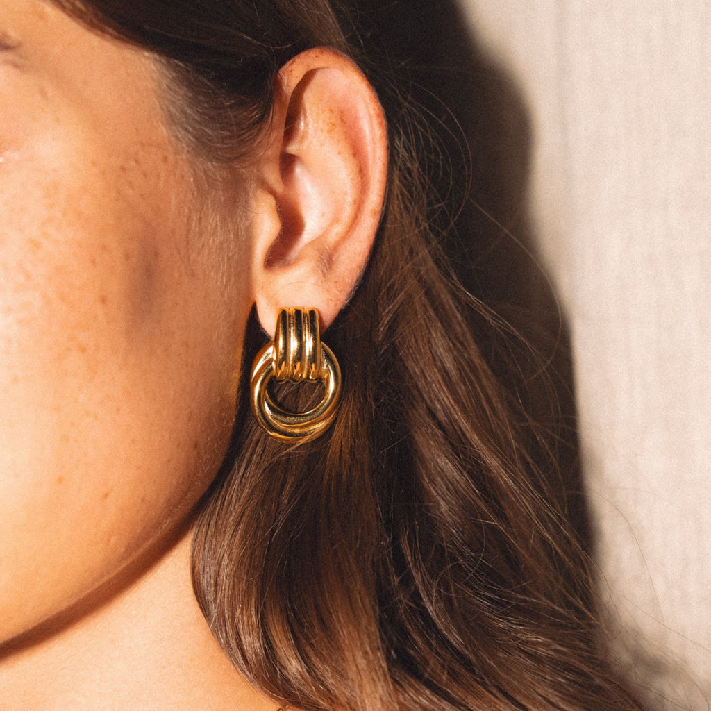 18K Gold Plated Sculptural Chunky Architectural Hoops