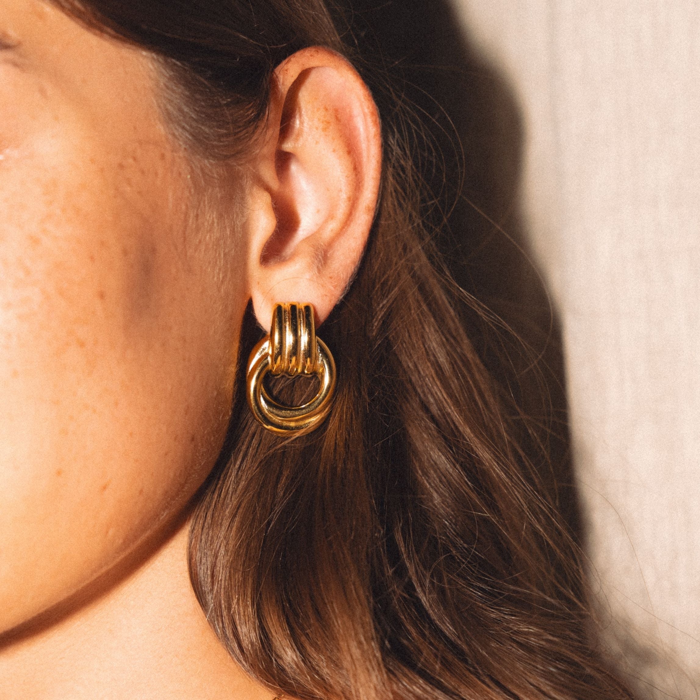 18K Gold Plated Sculptural Chunky Architectural Hoops