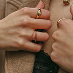 18K Gold Plated Bordeaux Ruby Zircon Thin Ring