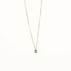 18K Gold Plated Emerald Green Baguette Zirconia Pendant Necklace