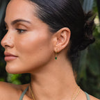 18K Gold Plated Green Zircon Hoop Earrings Ocean