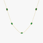 18K Gold Plated Green Stone Pendant Choker Necklace