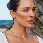 18K Gold Plated Double Chain Curb & Satellite Choker Necklace