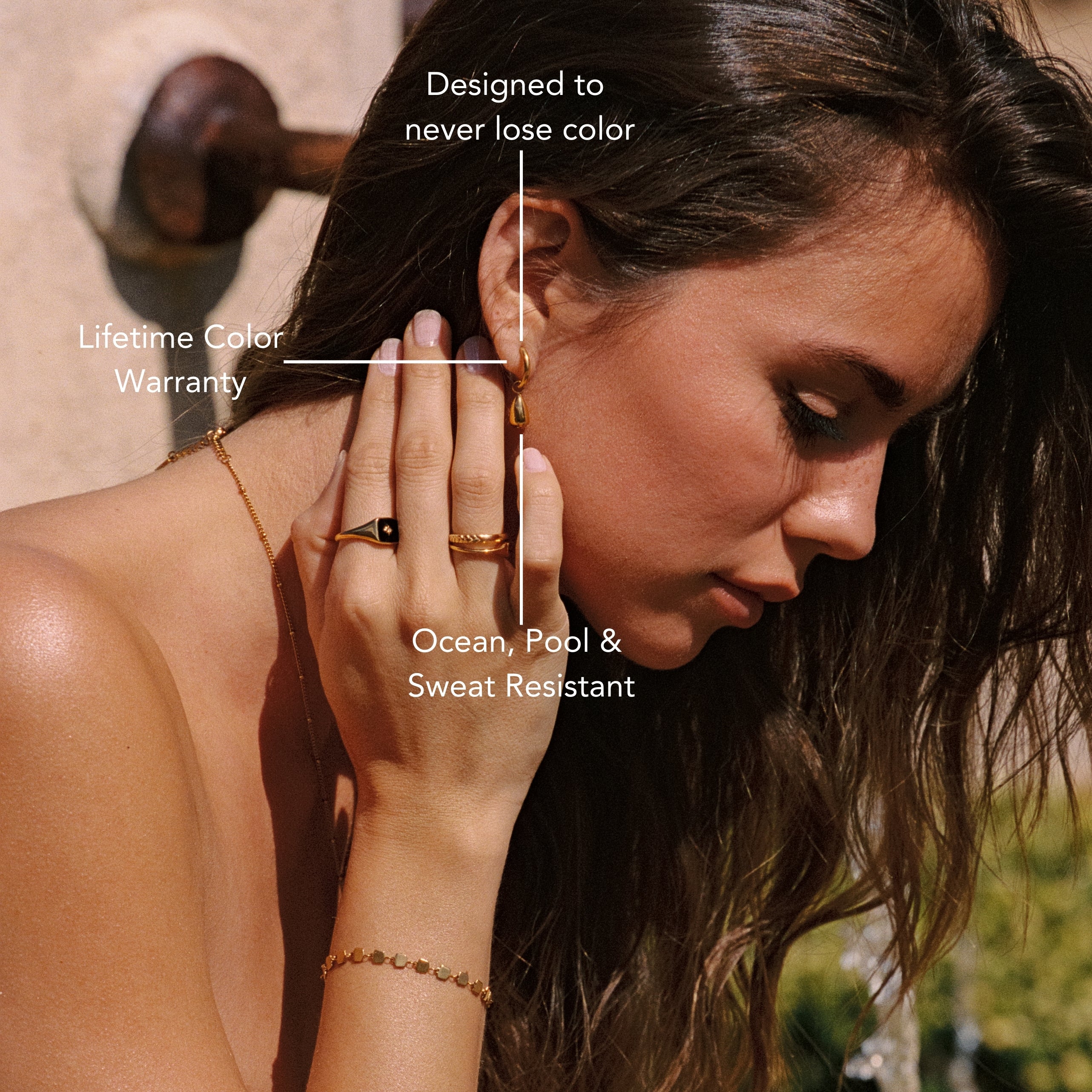 18K Gold Plated Sculptural Drop Hoop Earrings