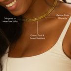 18K Gold Plated Wide Mesh Woven Choker Necklace Waterproof