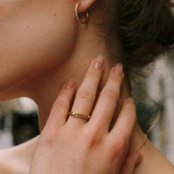 18K Gold Plated Lumi White Zircon Signet Ring