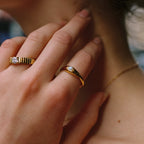 18K Gold Plated Opal Stone Band Ring Gold Silver