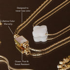18K Gold Plated Mother of Pearl Rectangle Pendant Necklace