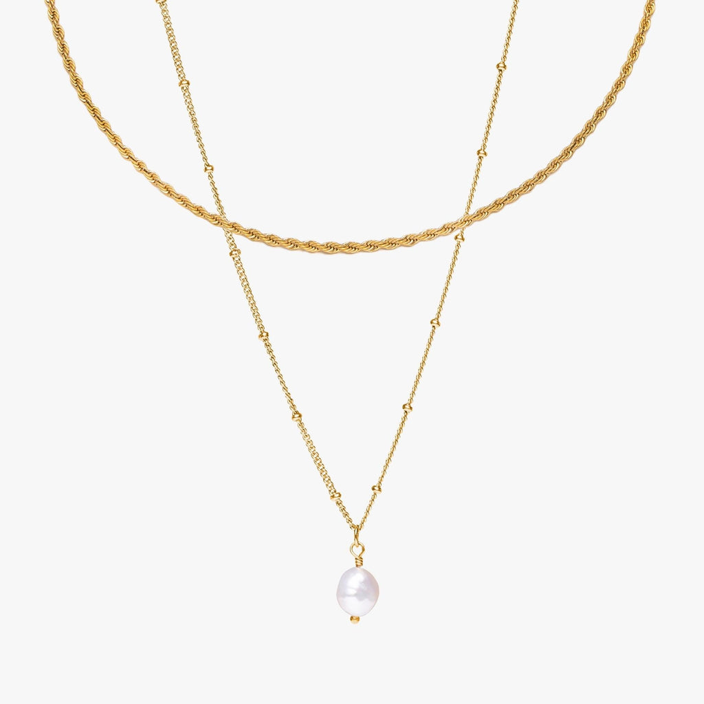 Rope Chain Choker & Baroque Pearl Pendant Bundle Set