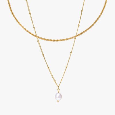 Rope Chain Choker & Baroque Pearl Pendant Bundle Set