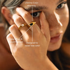 18K Gold Plated Everyday Signet Ring Waterproof