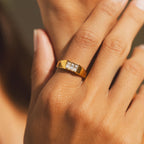 18K Gold Plated Baguette Zircon Signet Ring