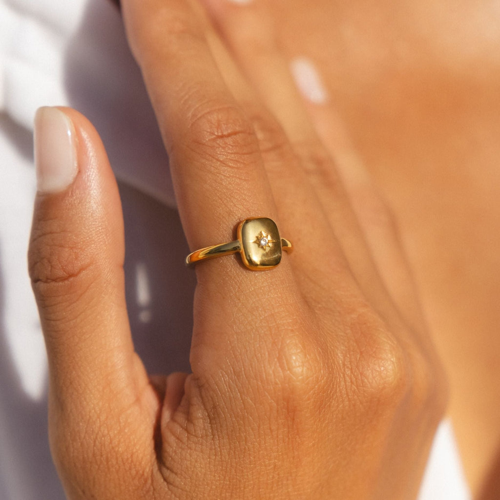 18K Gold Plated Starlight Moonstone Band Ring