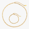 Figaro Chain Necklace & Bracelet Bundle Set
