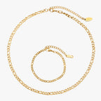 Figaro Chain Necklace & Bracelet Bundle Set