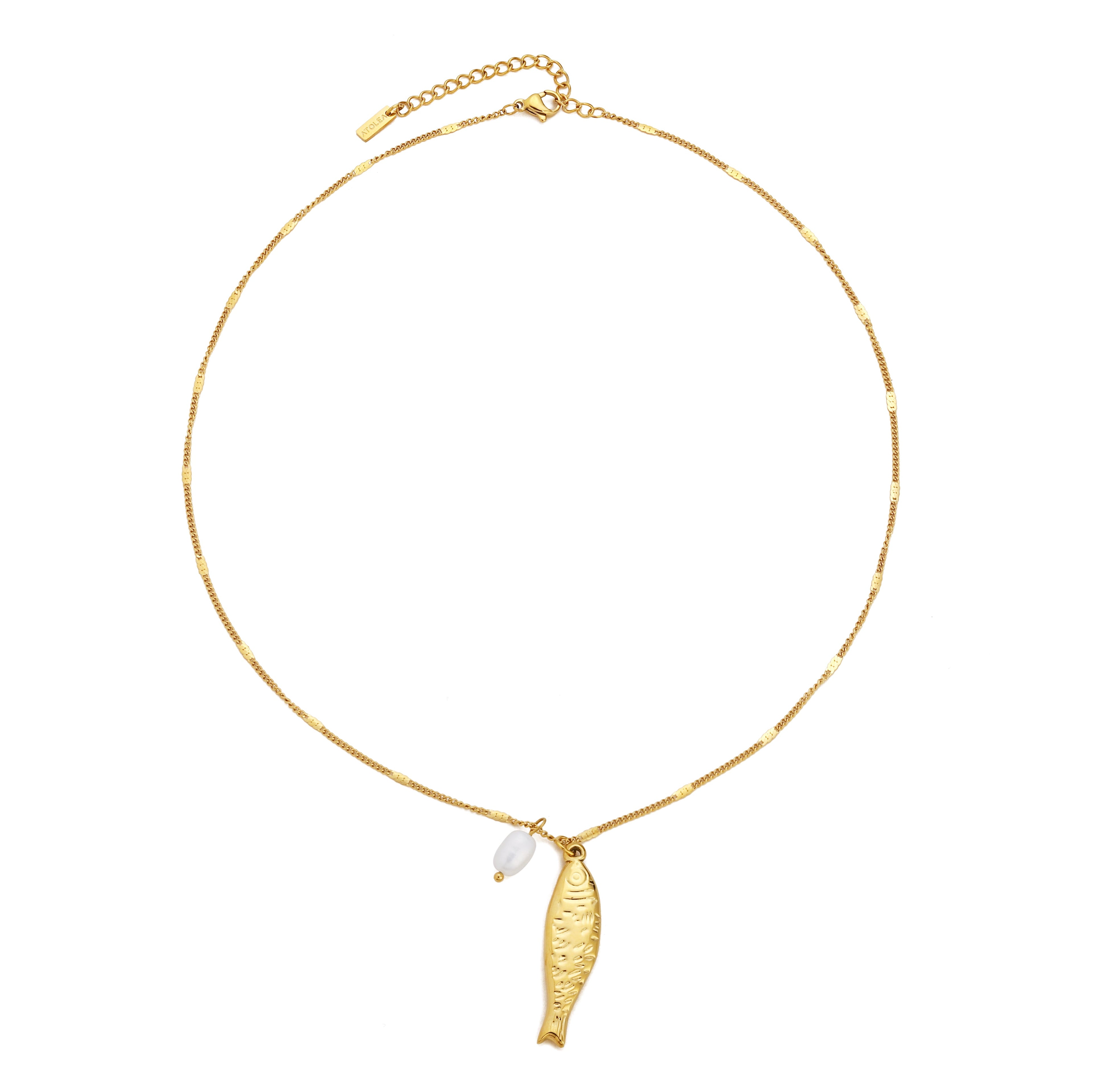 18K Gold Plated Fish Pendant Necklace Waterproof