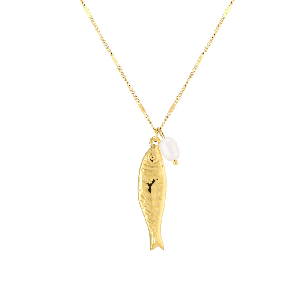 18K Gold Plated Fish Pendant Necklace Waterproof