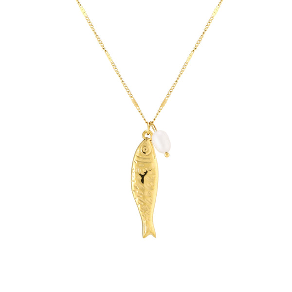 18K Gold Plated Fish Pendant Necklace Waterproof