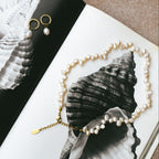 18K Gold Plated Hammered Freshwater Pearl Hoop Earrings
