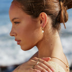 18K Gold Plated Genuine Freshwater Pearl Hoop Earrings