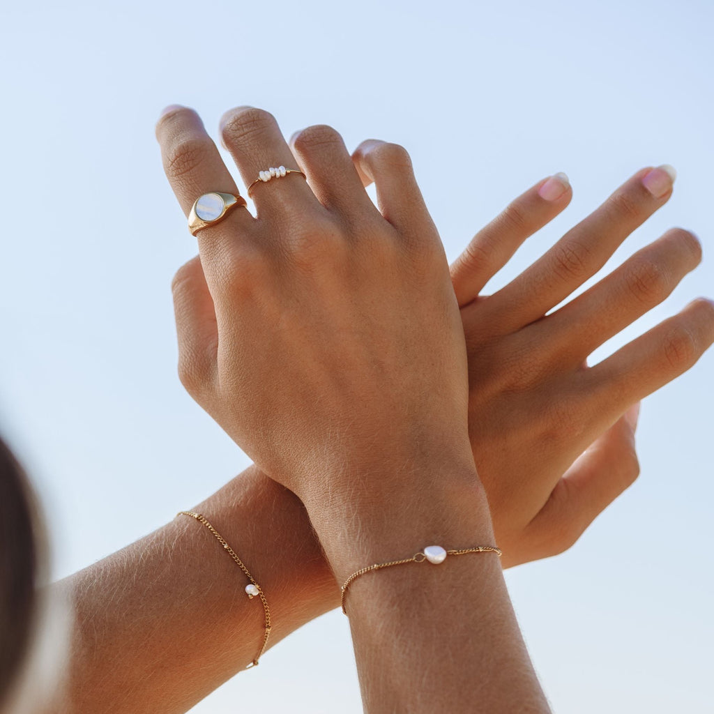 18K Gold Plated Mini Freshwater Pearl Ring 3 Colors