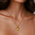 18K Gold Plated Goddess Coin Pendant Necklace