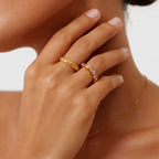 18K Gold Plated Peony Pink Zircon Band Ring