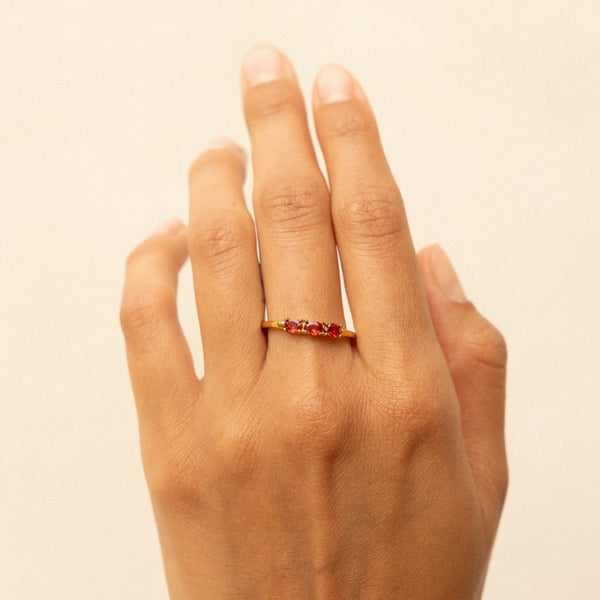 18K Gold Plated Raspberry Garnet Red Zircon Ring