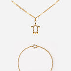 Sea Turtle Necklace & Bracelet Bundle Set