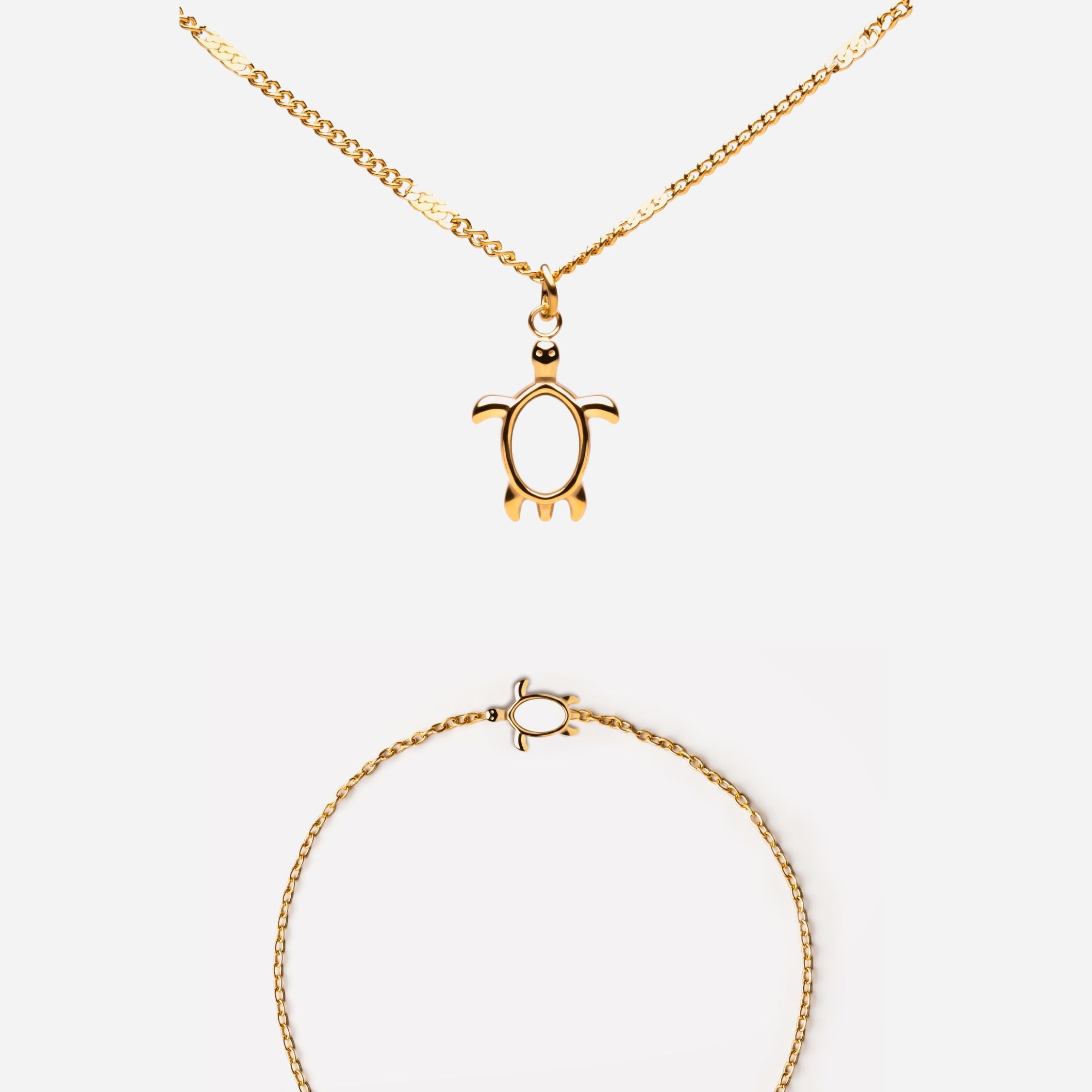 Sea Turtle Necklace & Bracelet Bundle Set