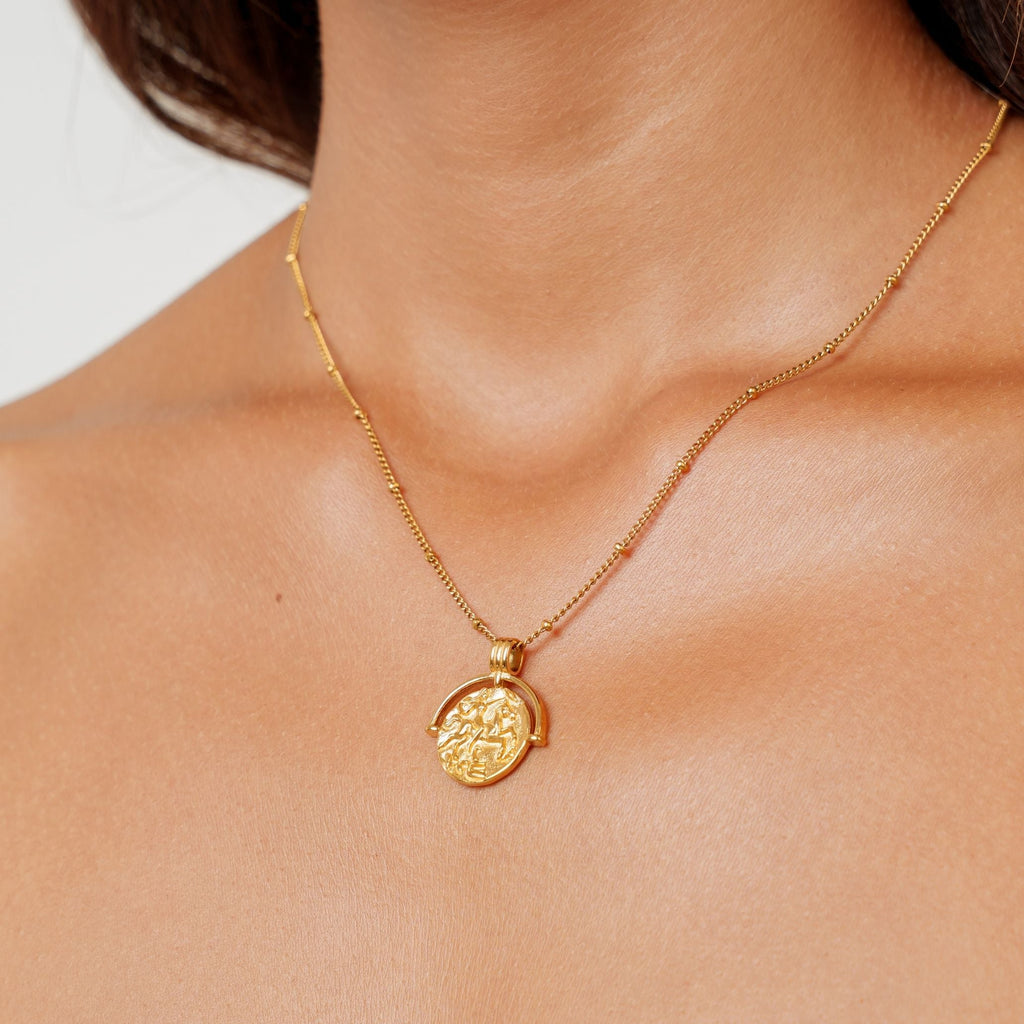 18K Gold Plated Goddess Coin Pendant Necklace