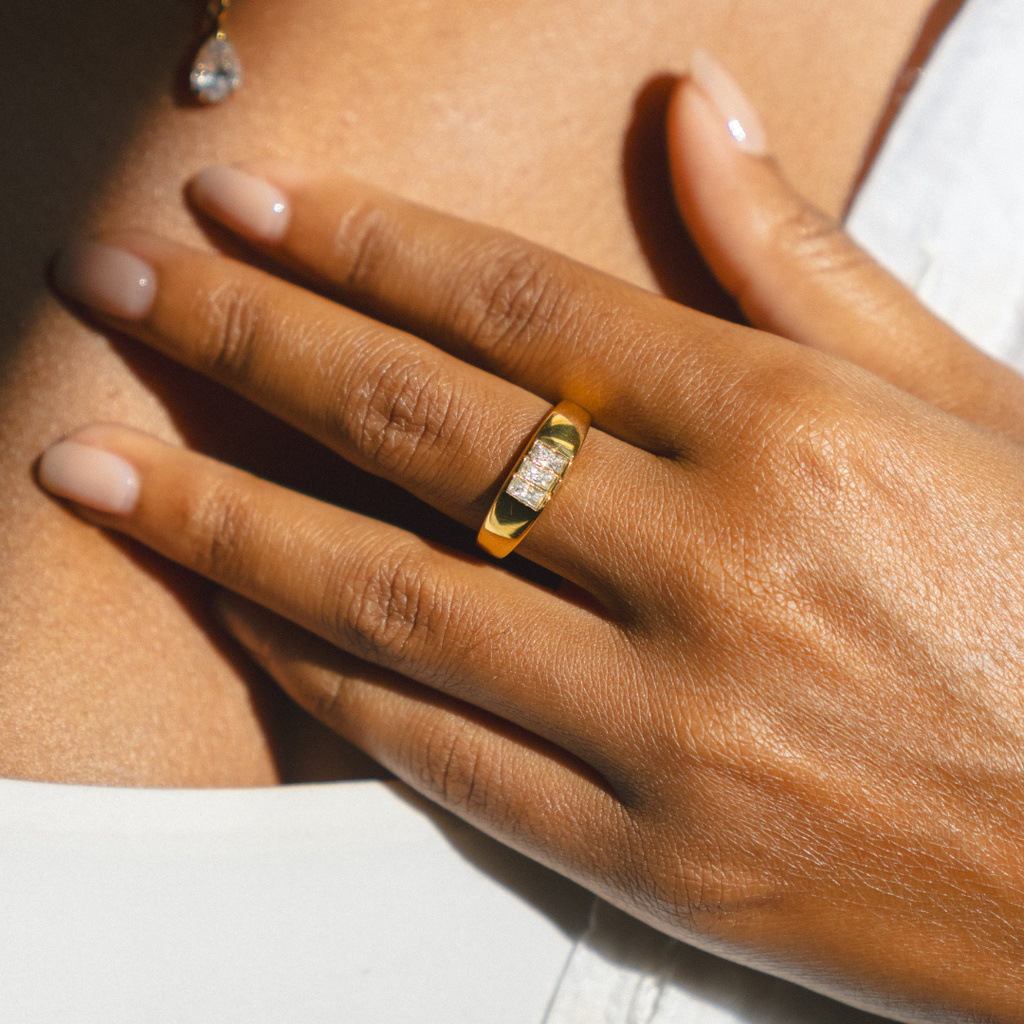 18K Gold Plated Baguette Zircon Signet Ring