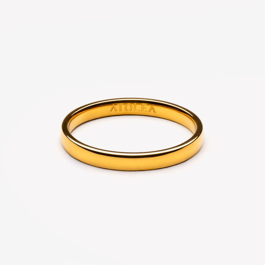 18K Gold Plated Everyday Slim Band Ring Waterproof